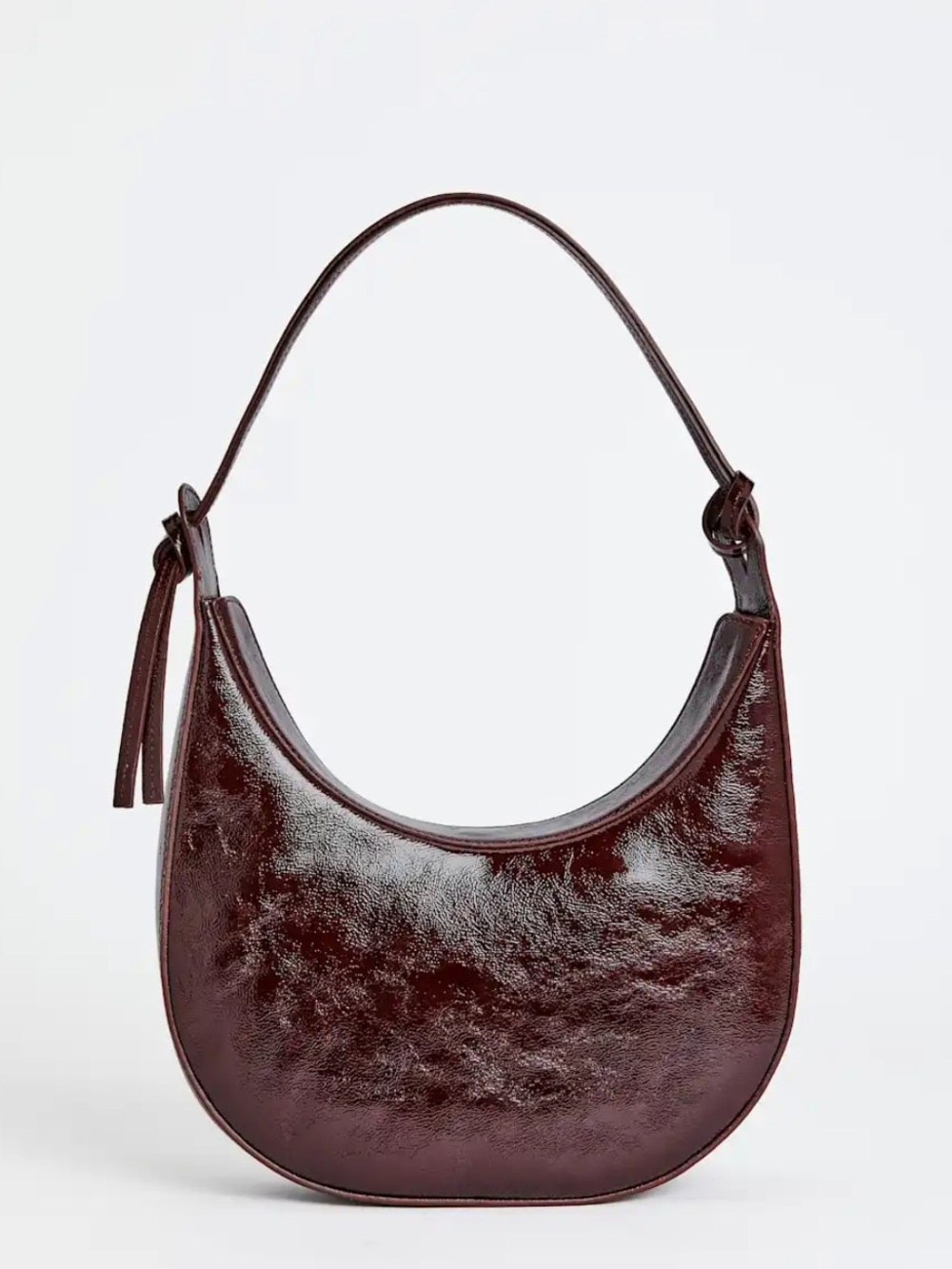 LIKE NEW REFORMATION Medium Rosetta Shoulder Bag, Rum Raisin Crinkle Patent